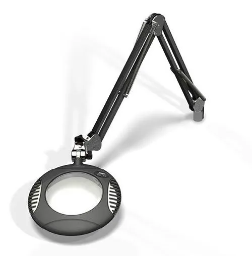 OC White 42300-4-CH Green-Lite&trade; LED Magnifier with 6" Round, 4 Diopter Lens & Screw Base, Charcoal