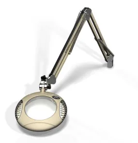 OC White 42300-4-SW Green-Lite&trade; LED Magnifier with 6" Round, 4 Diopter Lens & Screw Base, Shadow White