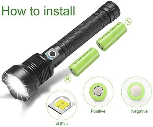 OGPIGGJA Led Flashlight 90000 Lumens.