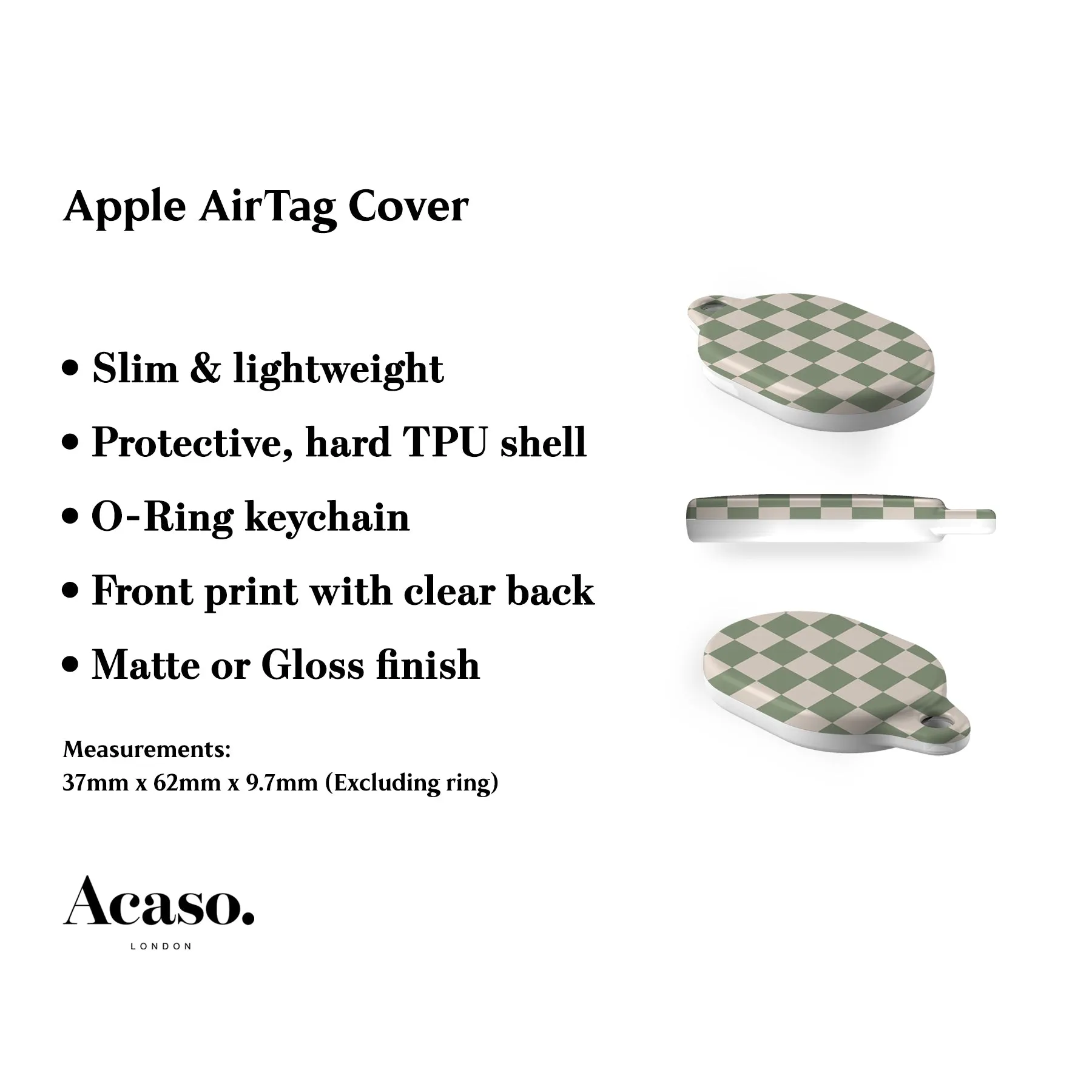 Pale Green Checkers AirTag Holder