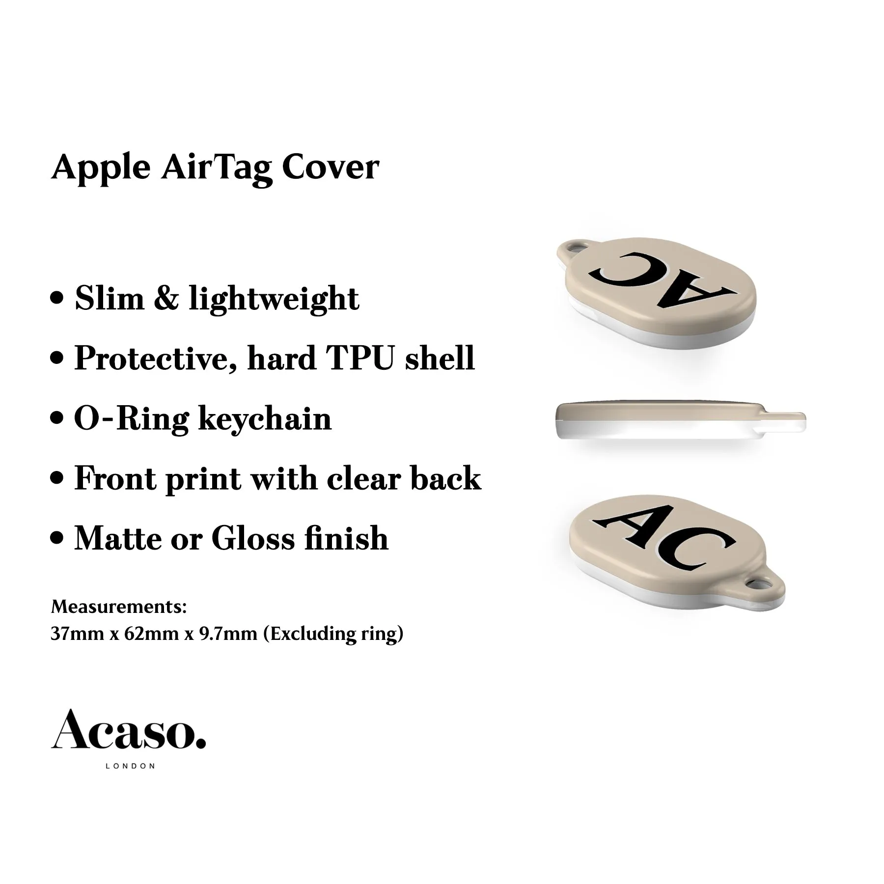 Personalised Beige AirTag Holder