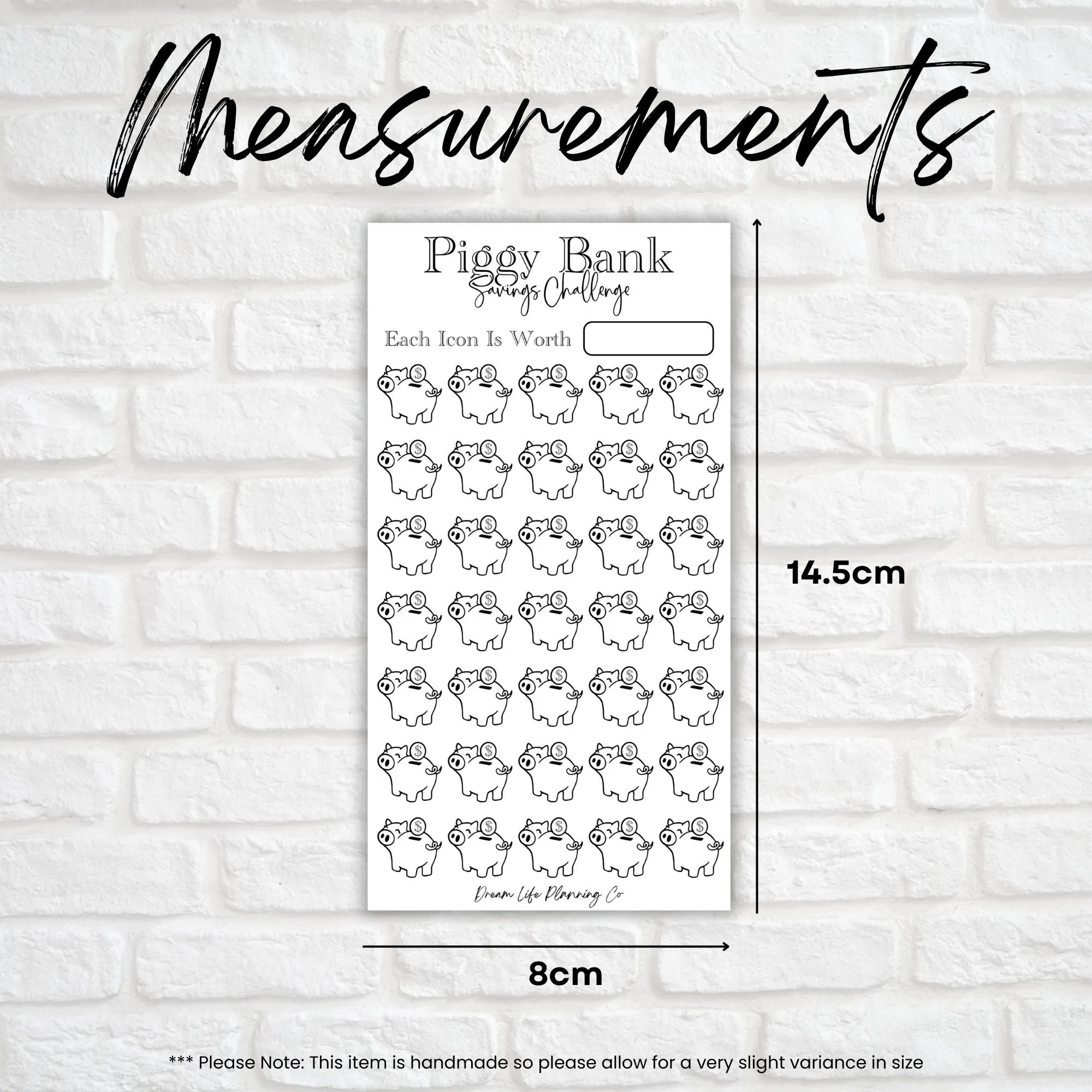 Piggy Bank Savings Challenge Cards