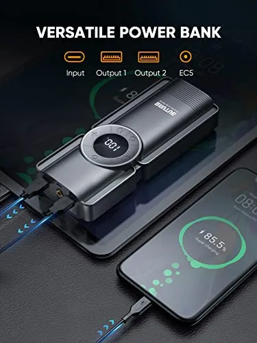 Portable Car Jump Starter with Air Compressor, BUTURE 150PSI 2500A Car Battery Jump Starter Battery Pack (8.5 Gas/8.0L Diesel), Safe Car Jumper Starter Portable Jump Box with Display, Emergency Light