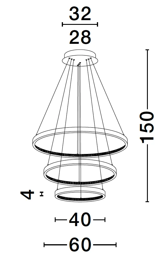 PRE Dimmable Gold & Acrylic Tripple Ring Pendant - ID 10064