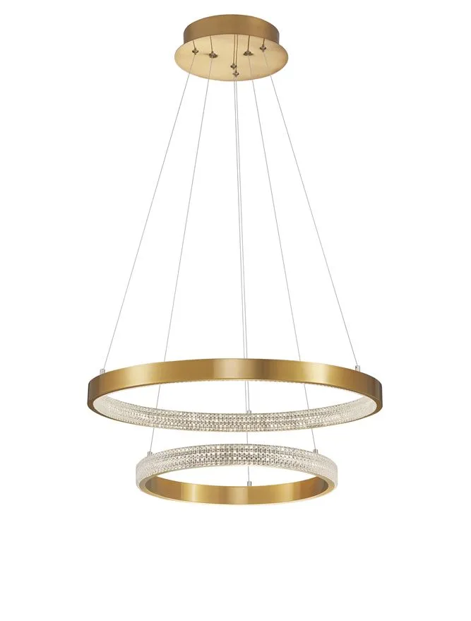 PRE Dimmable Gold & Acrylic Twin Ring Pendant - ID 10063