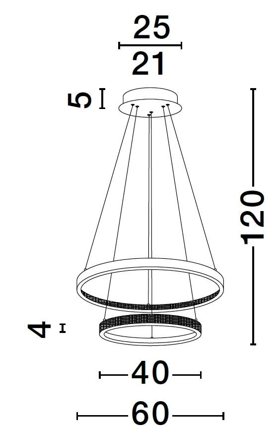 PRE Dimmable Gold & Acrylic Twin Ring Pendant - ID 10063