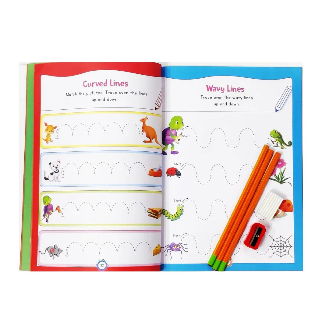Purple Turtle My First Book of Pencil Control: Patterns Practice book for kids ( Full Color Pages): 3 Pencils, a Eraser and a Sharpener Free!