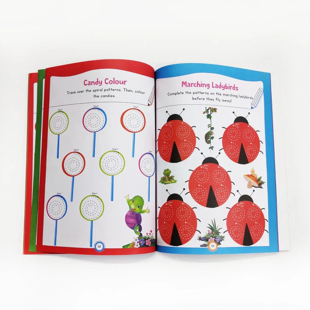 Purple Turtle My First Book of Pencil Control: Patterns Practice book for kids ( Full Color Pages): 3 Pencils, a Eraser and a Sharpener Free!