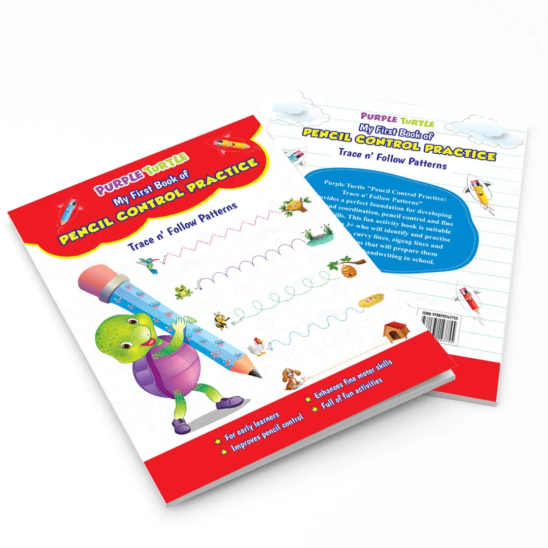 Purple Turtle My First Book of Pencil Control: Patterns Practice book for kids ( Full Color Pages): 3 Pencils, a Eraser and a Sharpener Free!