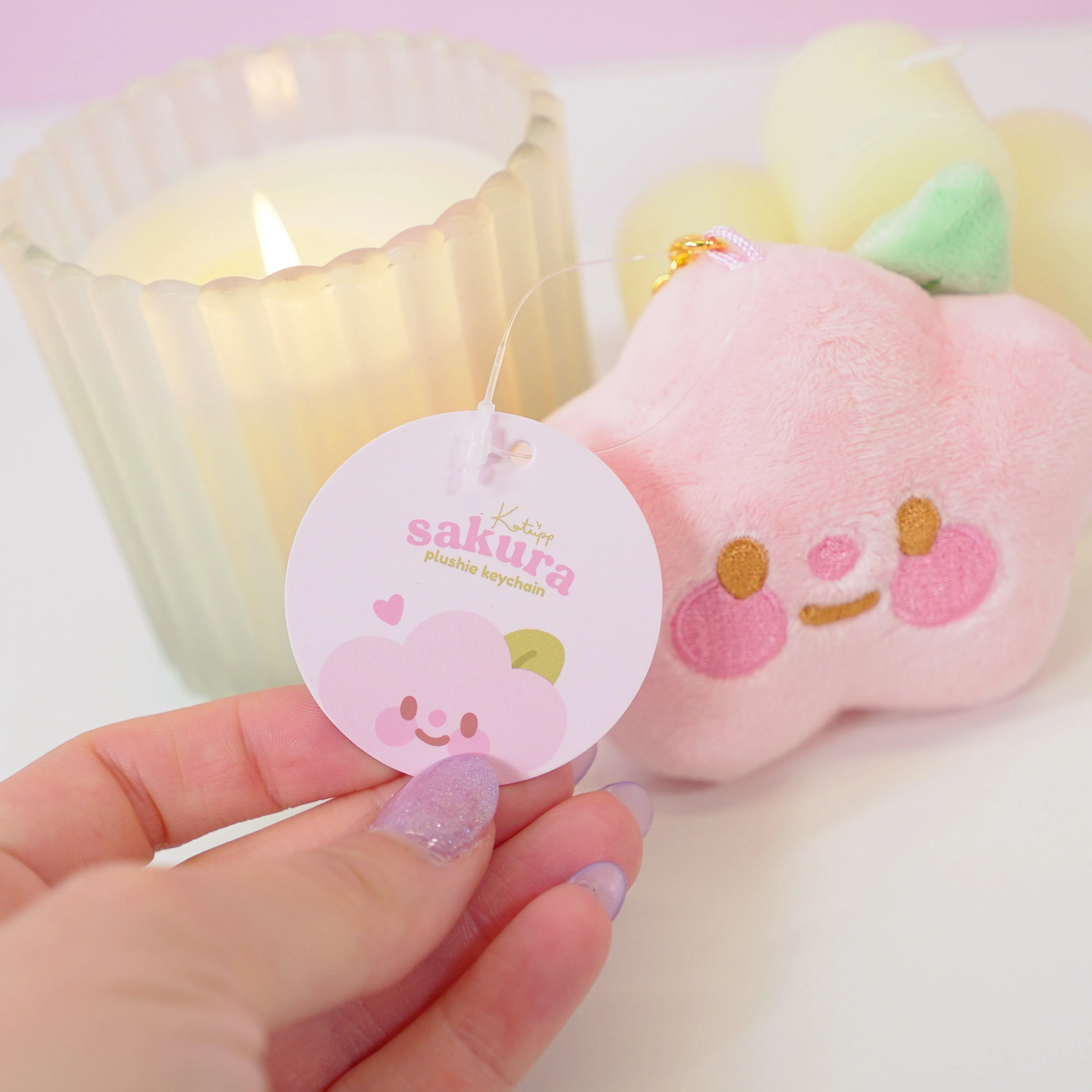 Sakura Flower Keychain Plushie - Cute Soft Plush Keychain Accessory for Bags & Keys