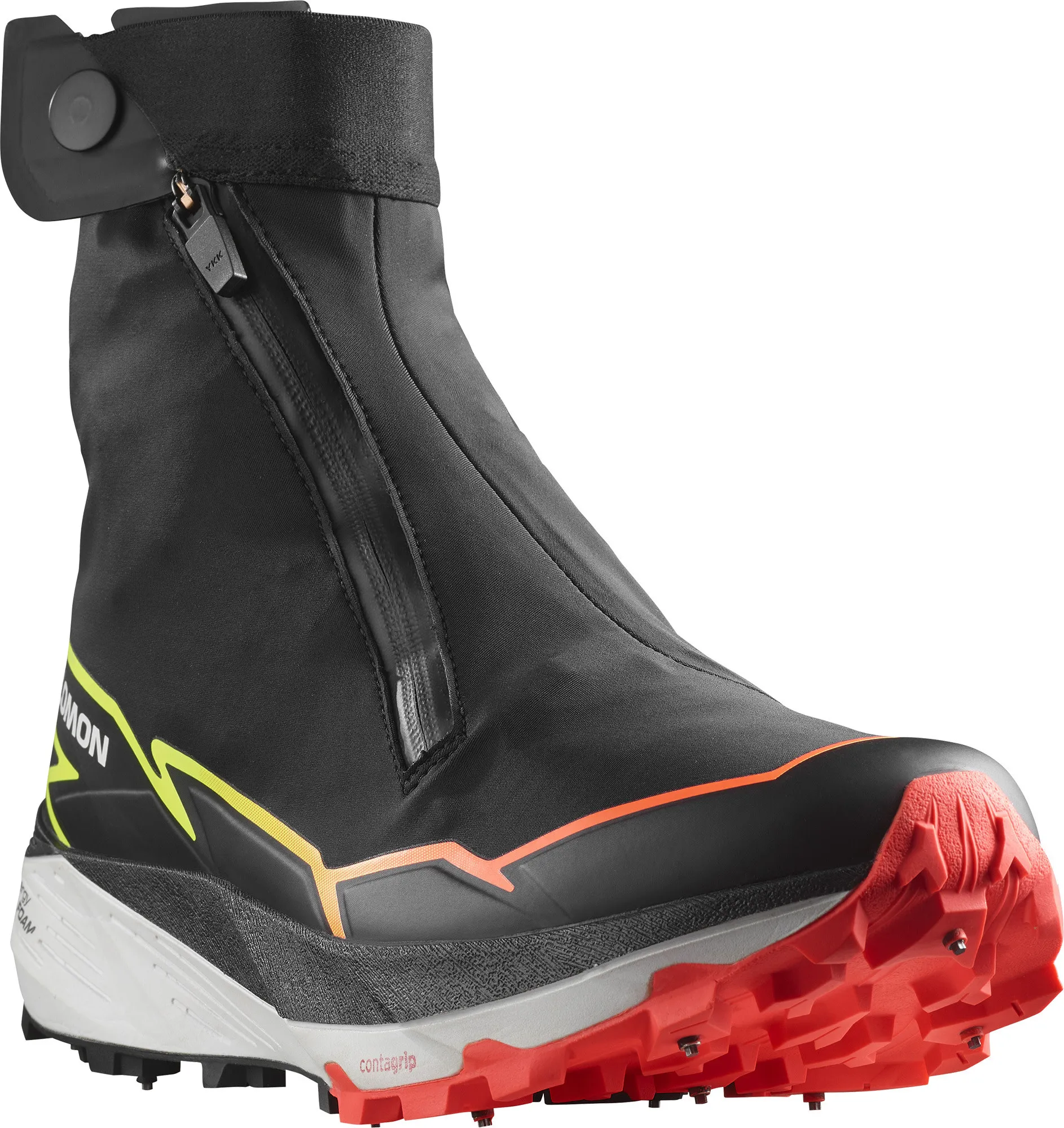 Salomon Unisex Winter Cross Spike Black/Fiery Coral/Safety Yellow | Buy Salomon Unisex Winter Cross Spike Black/Fiery Coral/Safety Yellow here | Outnorth