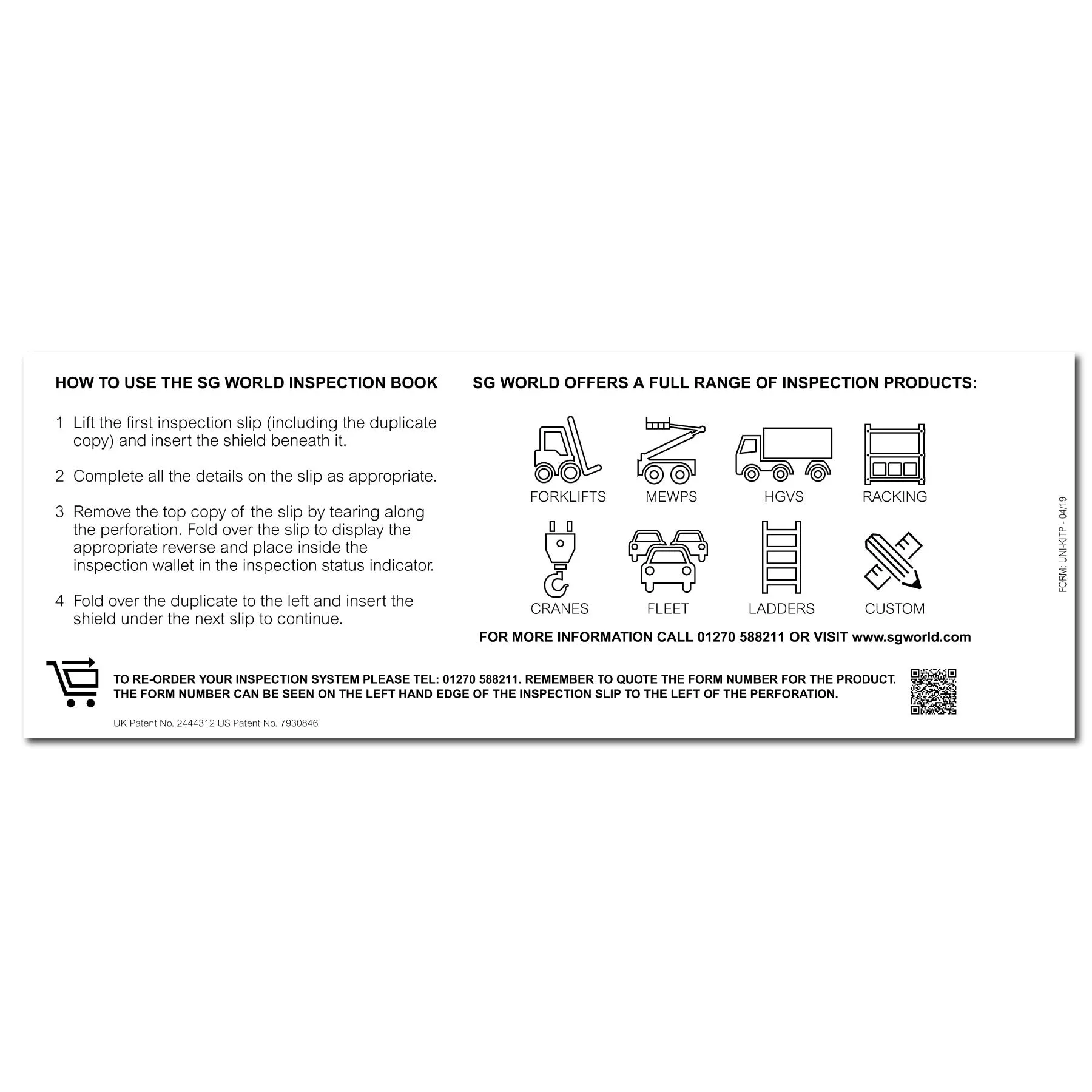 Scaffold Pre-Use Visual Inspection Checklist (Pad of 30)
