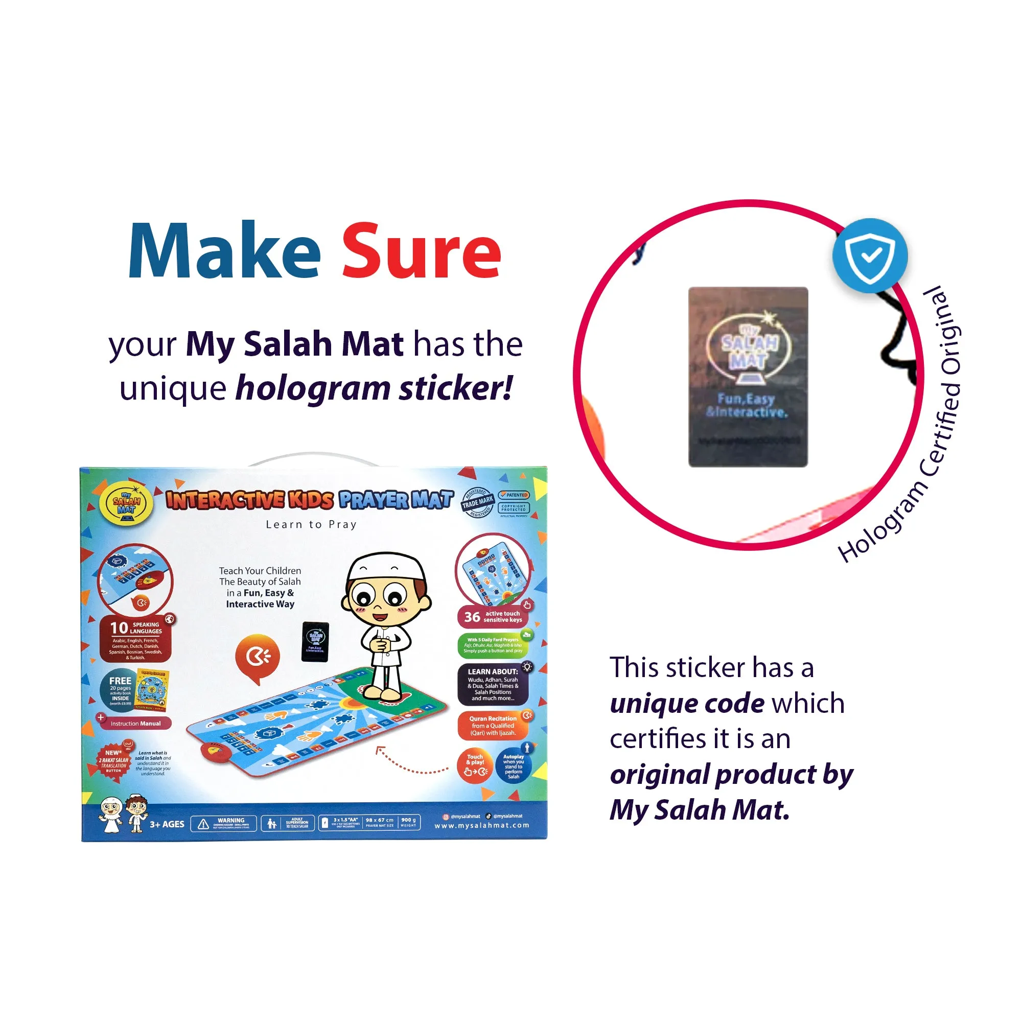 Smart Interactive Kids Prayer Mat | Now with Salah Translation | Ramadan & Eid Gift