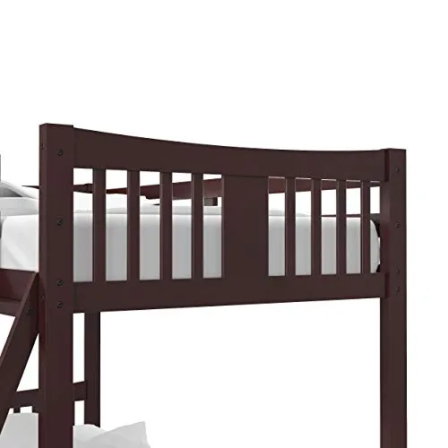Storkcraft Caribou Solid Hardwood Twin Bunk Bed with Ladder and Safety Rail, Espresso