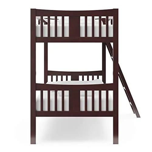 Storkcraft Caribou Solid Hardwood Twin Bunk Bed with Ladder and Safety Rail, Espresso