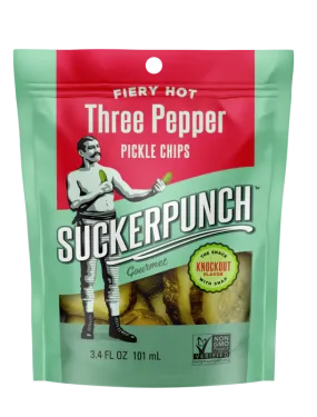 SuckerPunch Fiery Hot 3-Pepper Pickle Chips 3.4oz