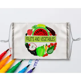 Textile Markers Fruits And Vegetables Design Coloring Face Mask For Children