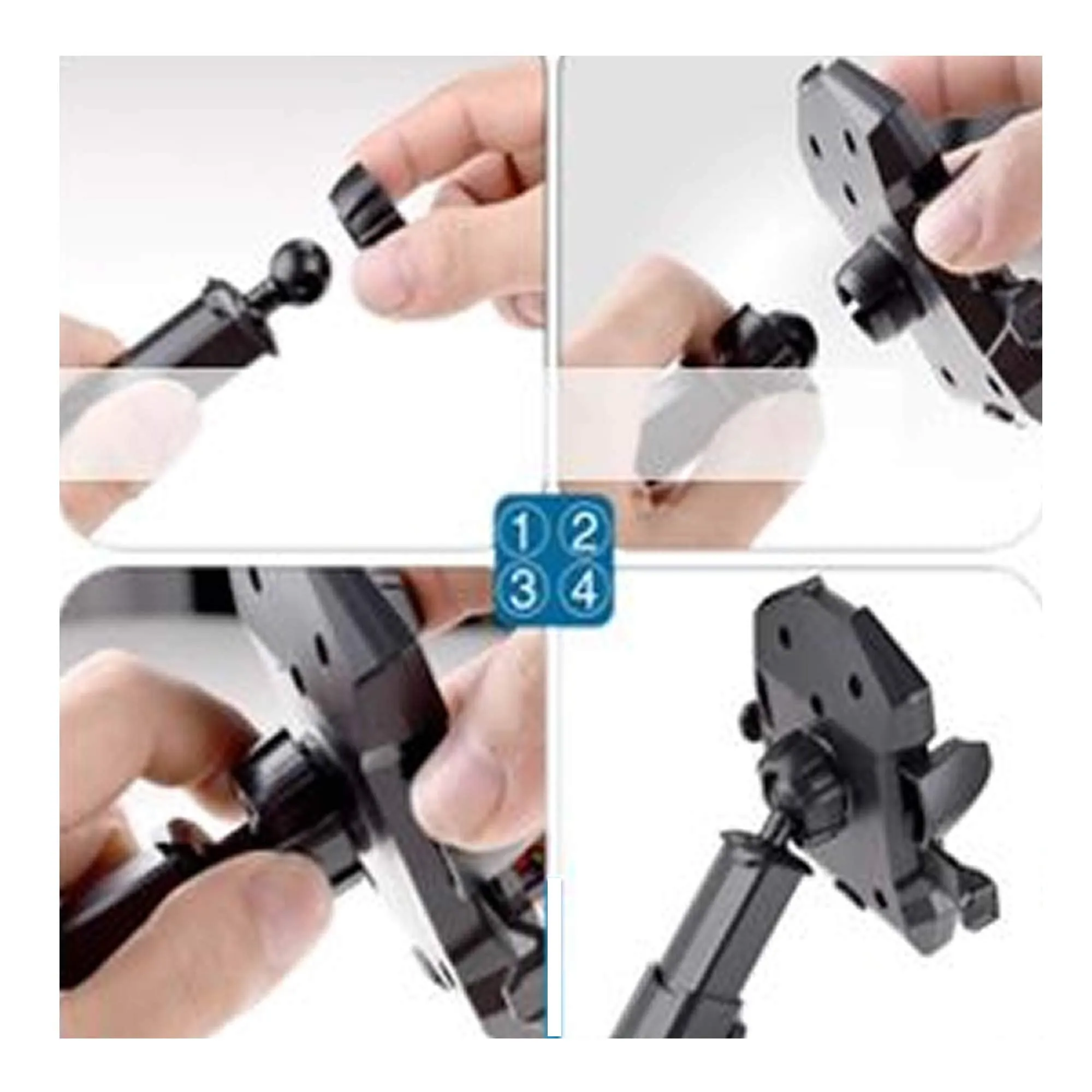 Weststone - Car Phone 6 in 1 Sets for Your Smartphone, One-Hand, One Second Operation Even in Darkness - Holder, Charger Cable, Cable Clip, USB Charger