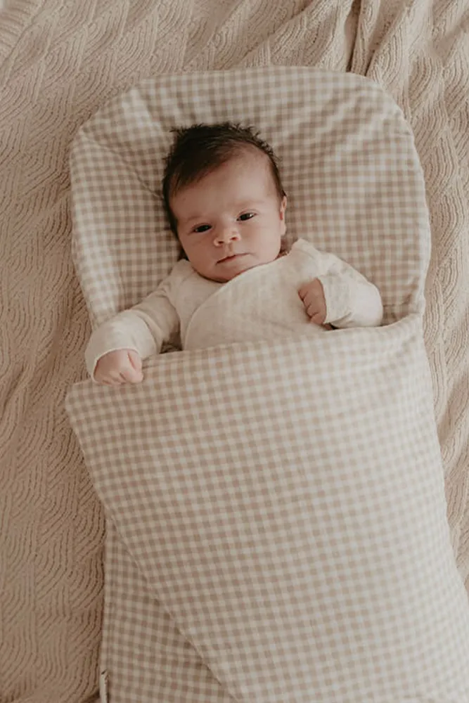 Wool Wrap Beige Gingham