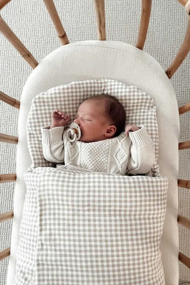 Wool Wrap Beige Gingham