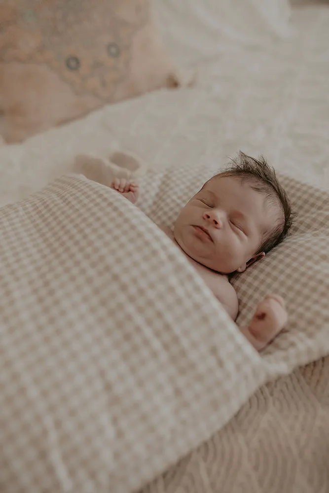 Wool Wrap Beige Gingham