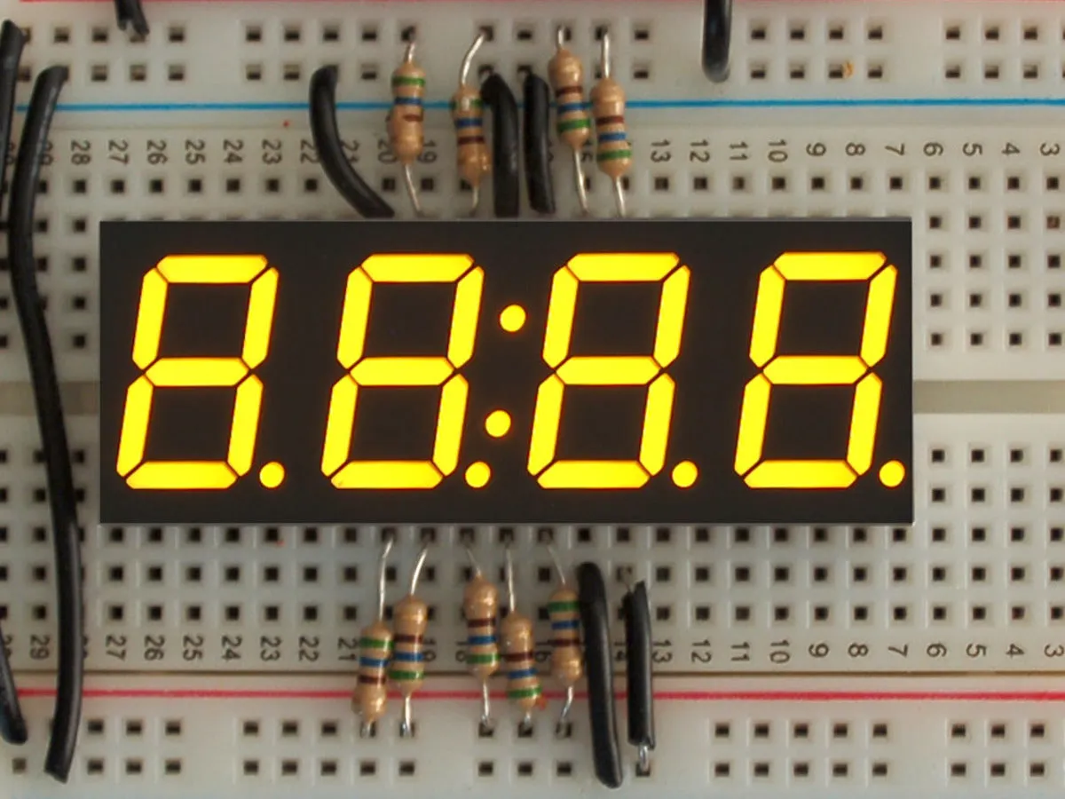 Yellow 7-segment clock display - 0.56\" digit height"