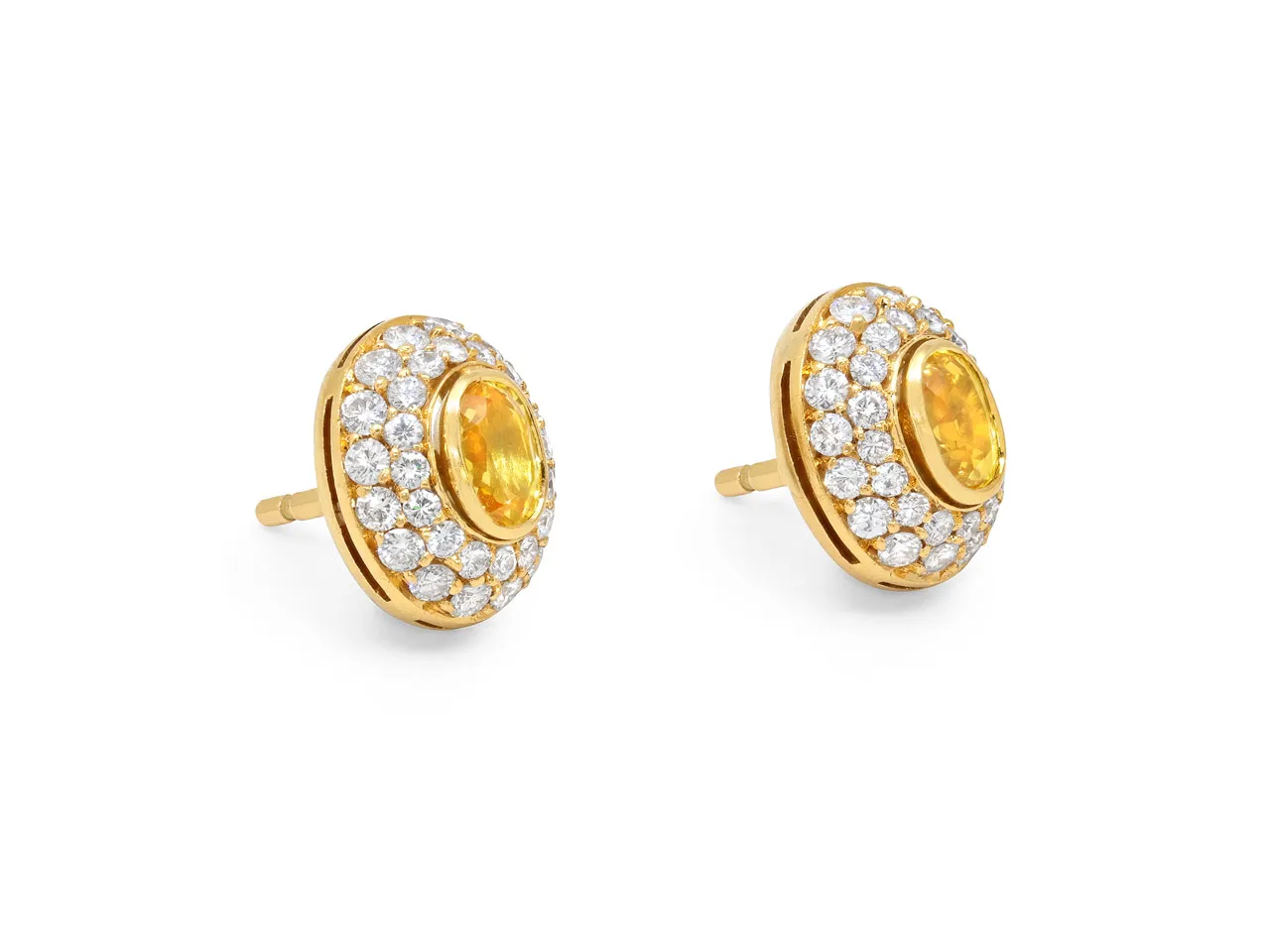 Yellow Sapphire and Diamond Earrings in 18K Gold