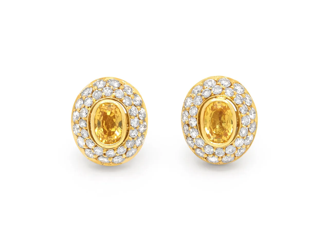 Yellow Sapphire and Diamond Earrings in 18K Gold